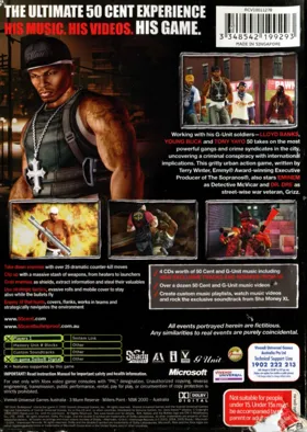 50 Cent Bulletproof (USA) box cover back